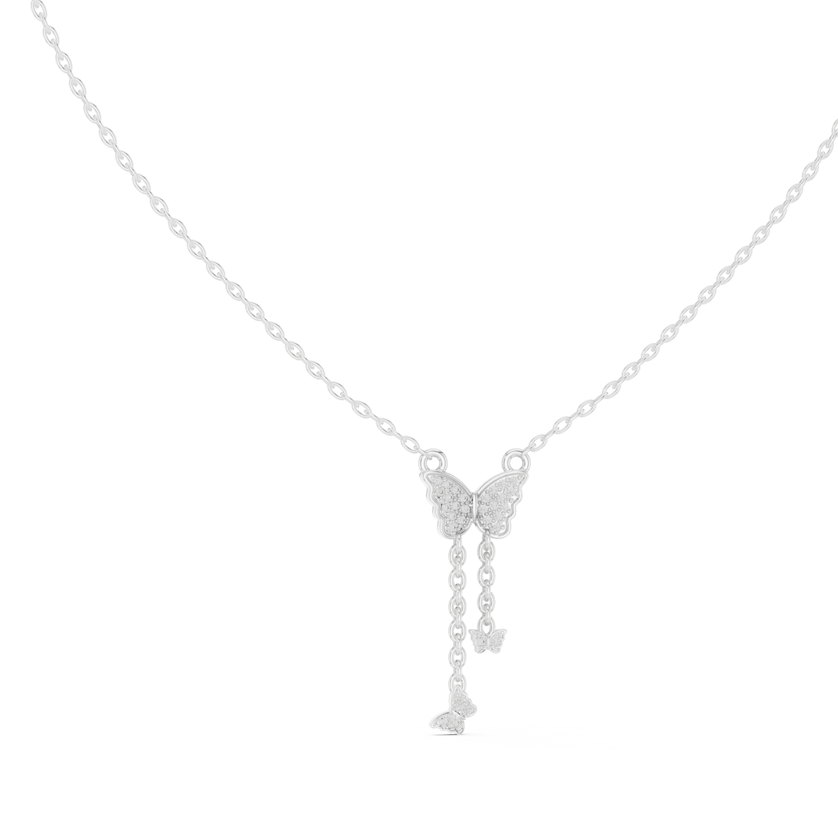 Diamond Fringe Bar Pendant with Lab-Grown Diamonds - White Gold