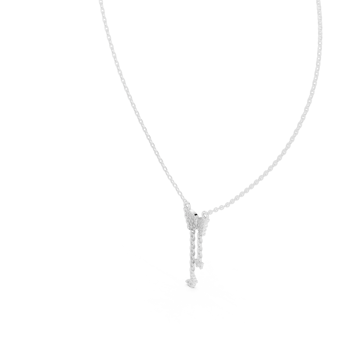 Diamond Fringe Bar Pendant with Lab-Grown Diamonds - White Gold - view 2