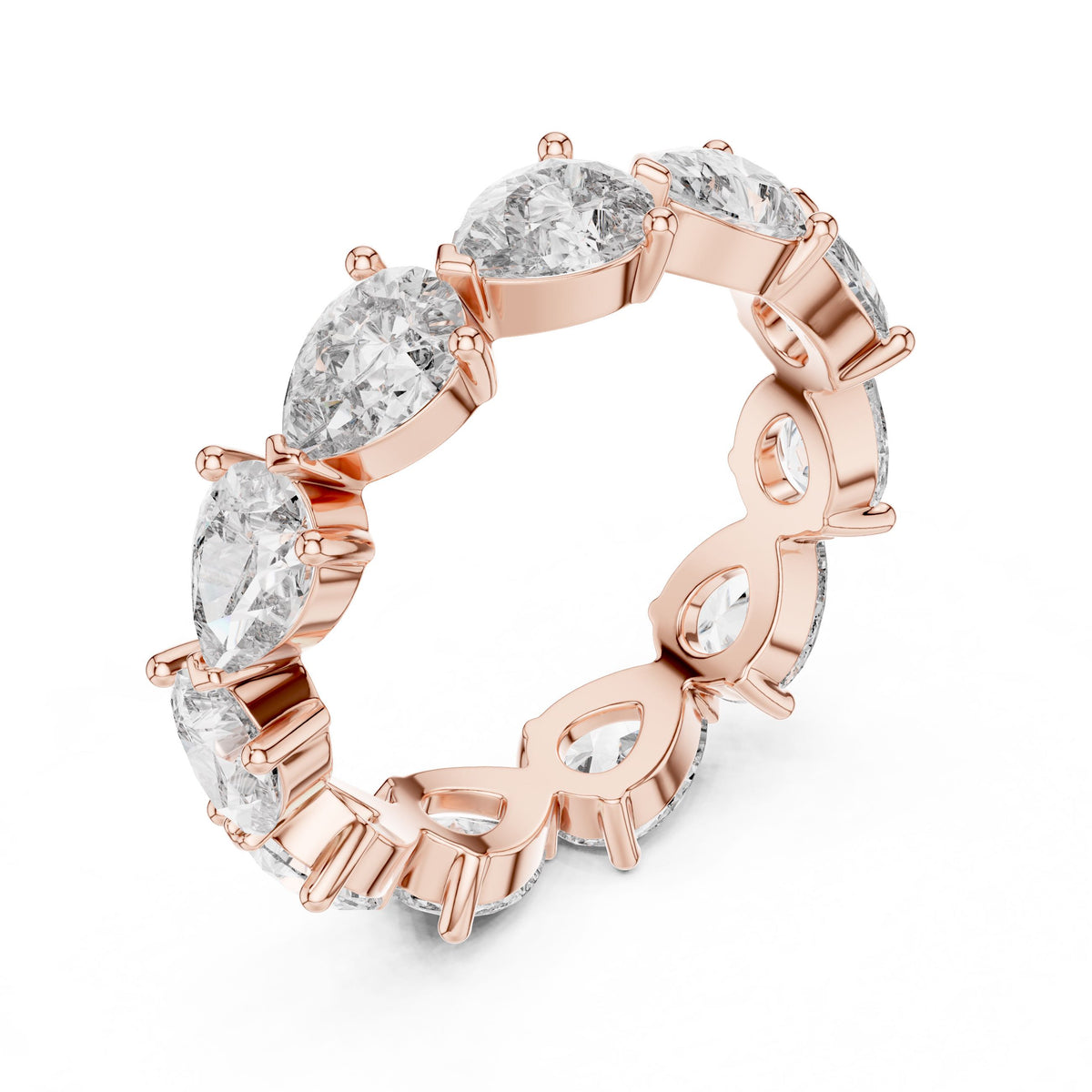 Pear Eternity Diamond Ring with Lab-Grown Diamonds, 14K Gold, Rose Gold