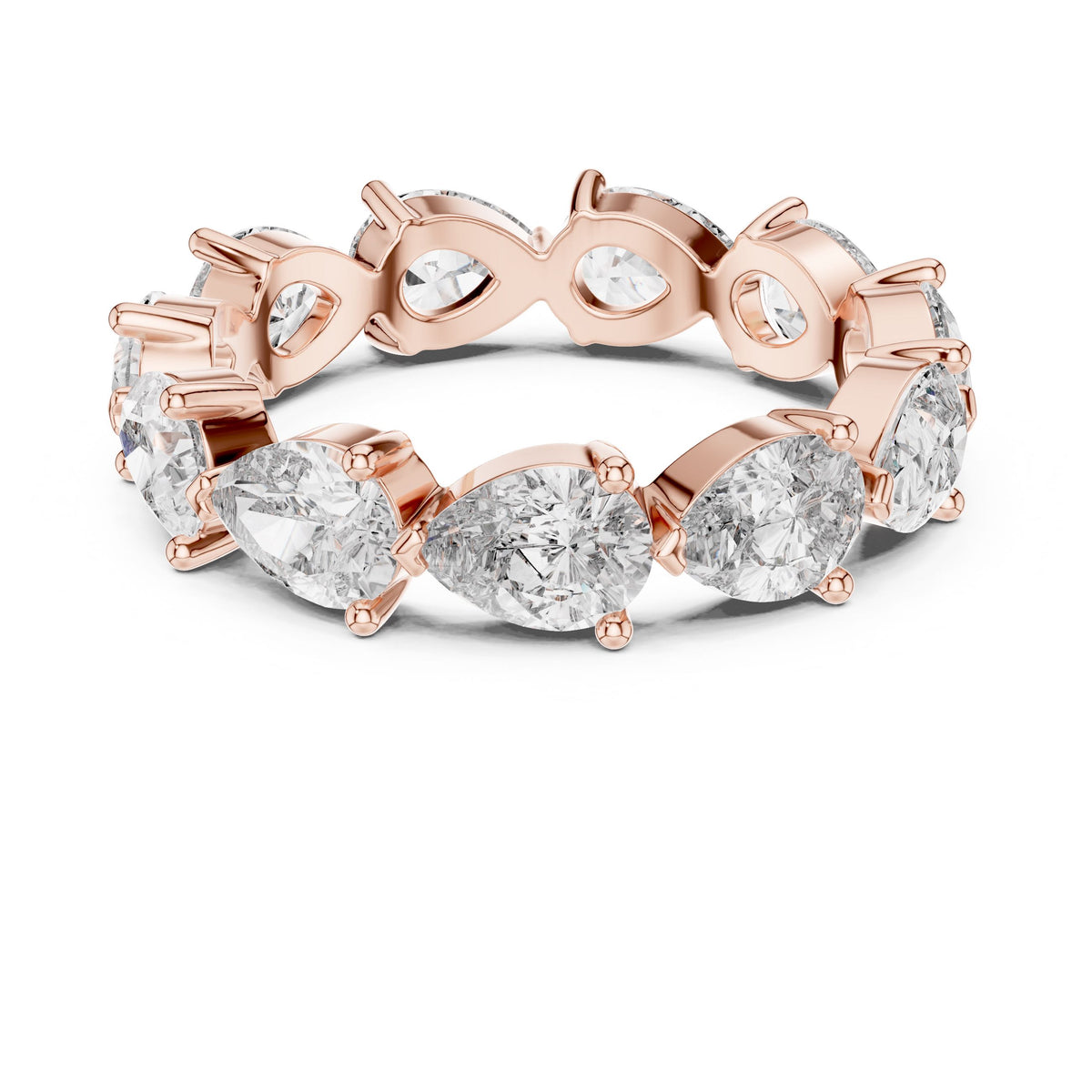 Pear Eternity Diamond Ring with Lab-Grown Diamonds, Vermil – 925 Silver with 18K Gold Plating, Rose Gold