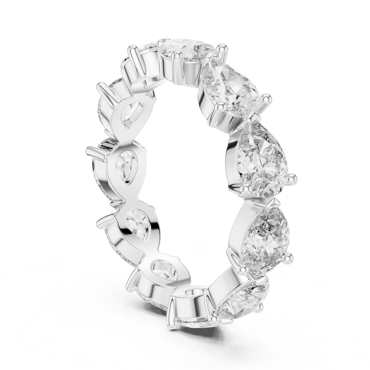 Pear Eternity Diamond Ring with Lab-Grown Diamonds, 18K Gold, White Gold