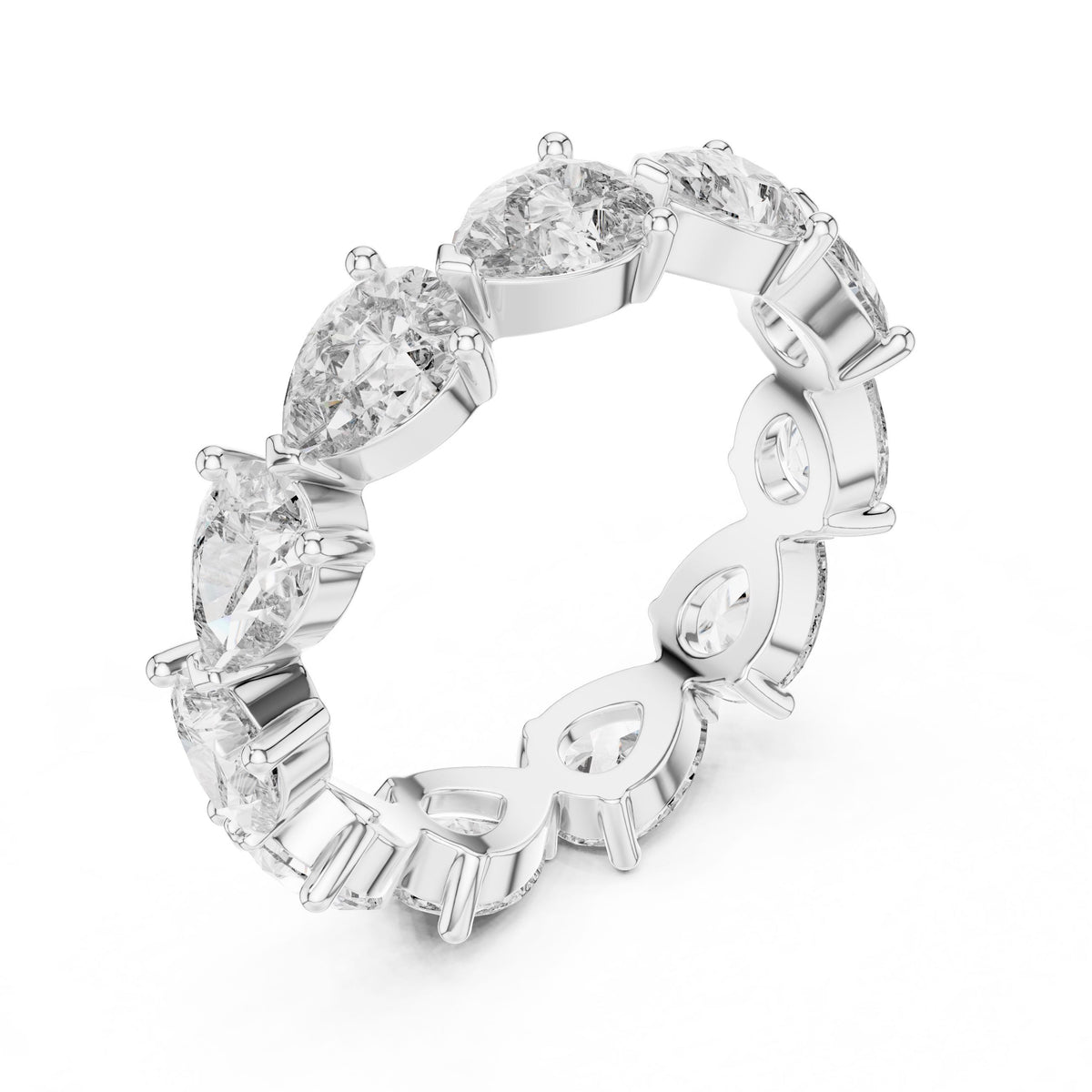 Pear Eternity Diamond Ring with Lab-Grown Diamonds, 14K Gold, White Gold