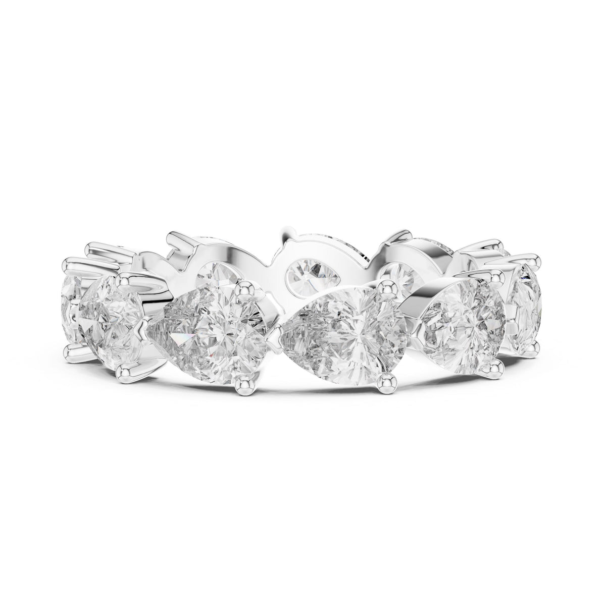 Pear Eternity Diamond Ring with Lab-Grown Diamonds, 10K Gold, White Gold