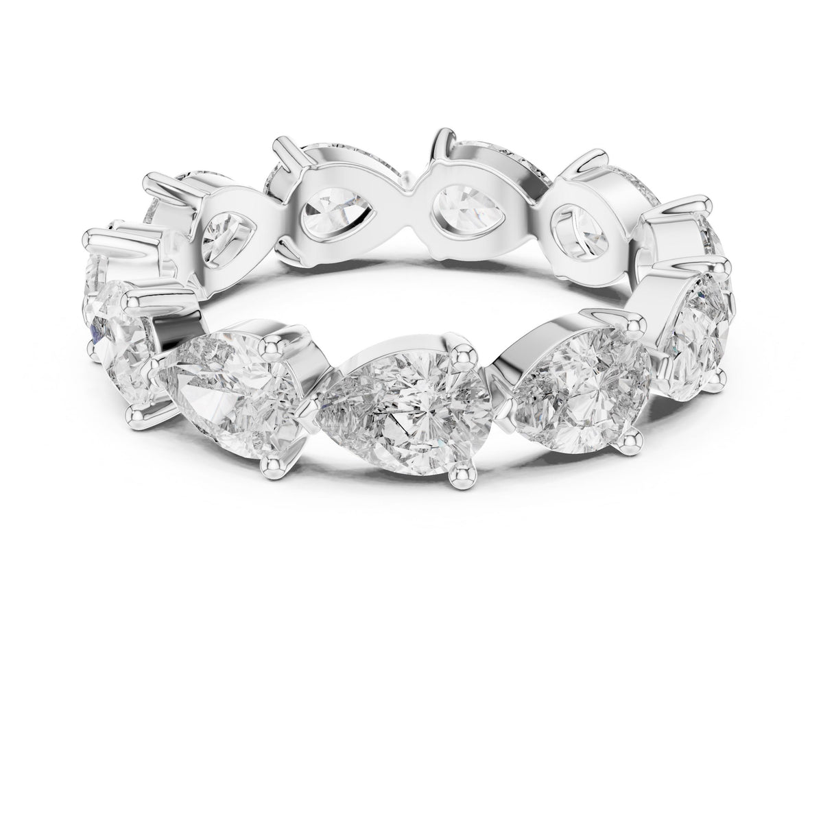Pear Eternity Diamond Ring with Lab-Grown Diamonds, Vermil – 925 Silver with 18K Gold Plating, White Gold