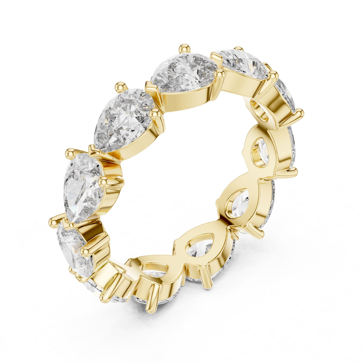 Pear Eternity Diamond Ring with Lab-Grown Diamonds, 14K Gold, Yellow Gold