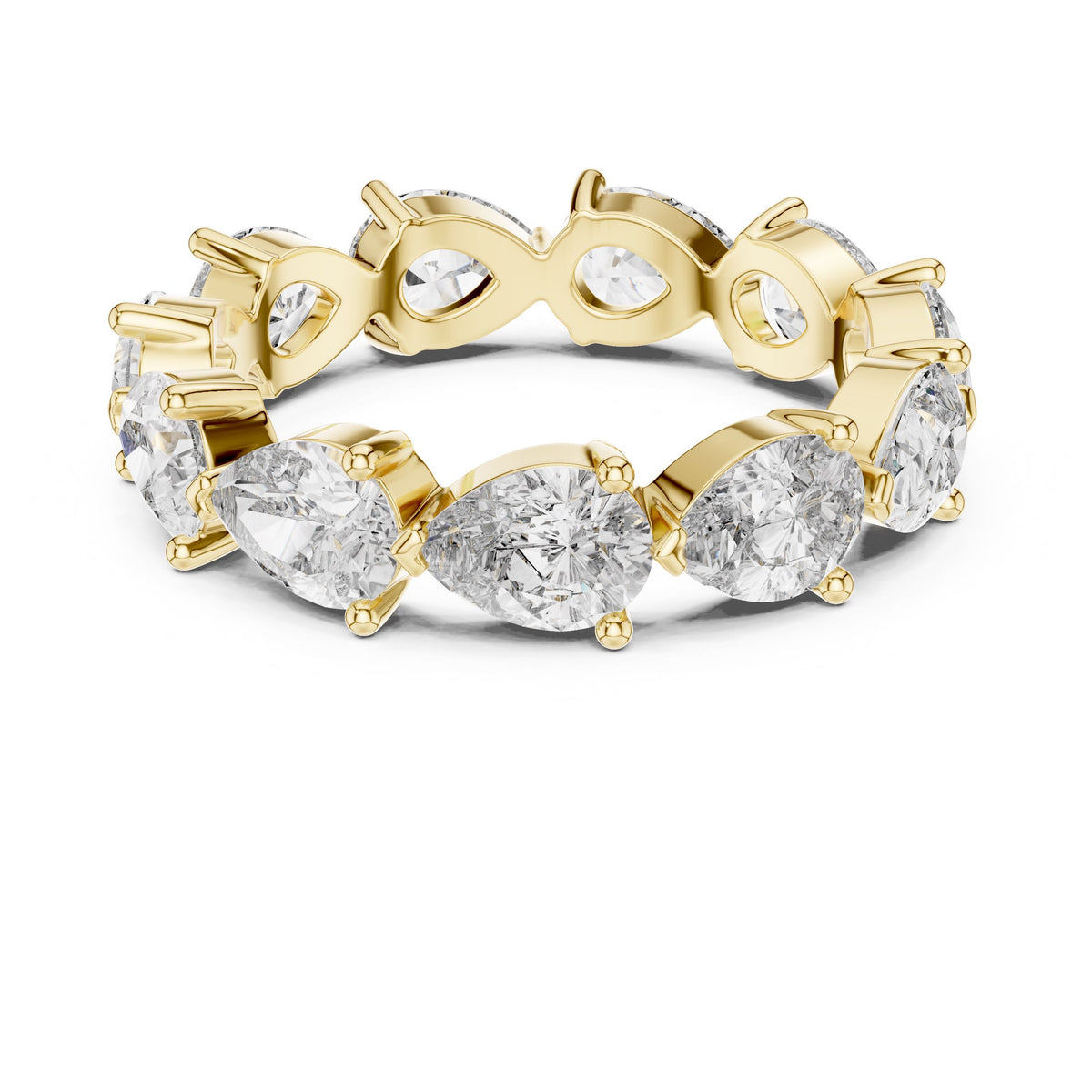 Pear Eternity Diamond Ring with Lab-Grown Diamonds, Vermil – 925 Silver with 18K Gold Plating, Yellow Gold