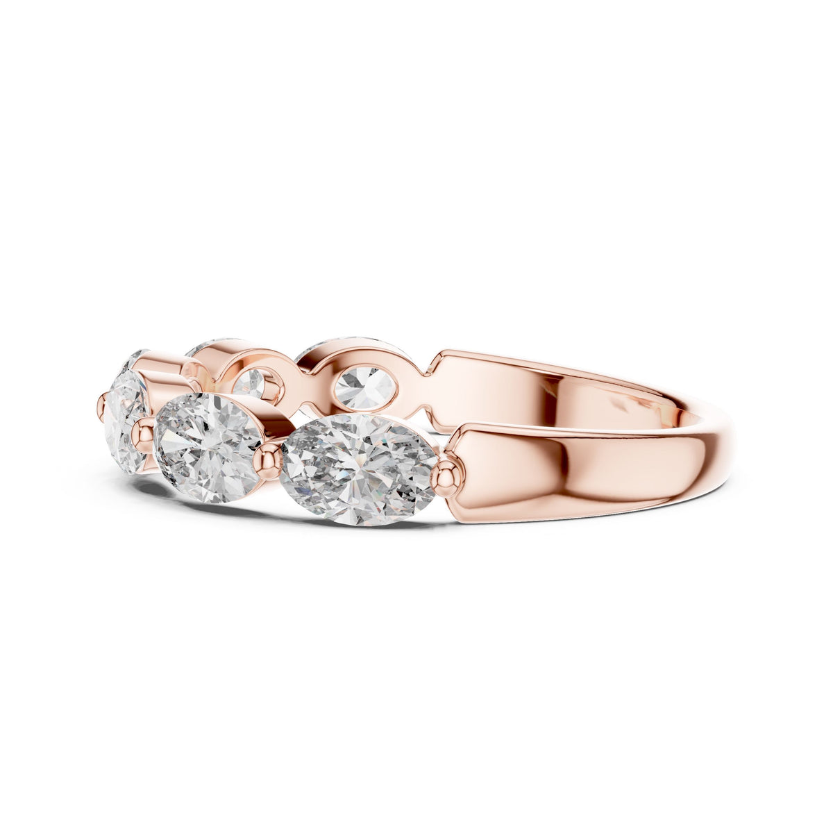 Oval Diamond Half-Eternity Ring with Lab-Grown Diamonds, 10K Gold, Rose Gold