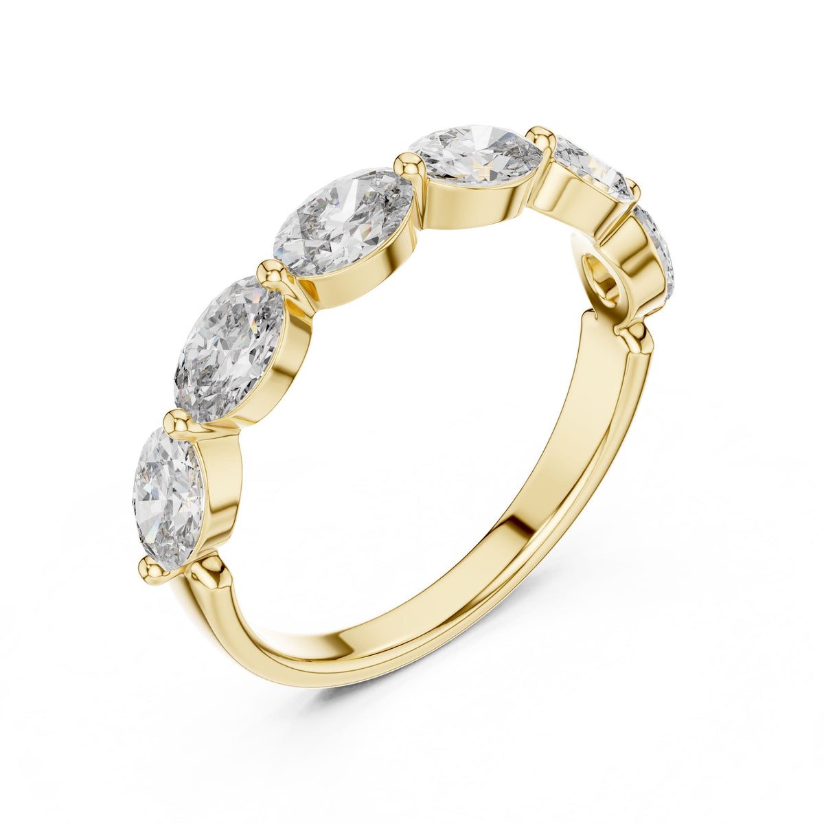 Oval Diamond Half-Eternity Ring with Lab-Grown Diamonds, 14K Gold, Yellow Gold