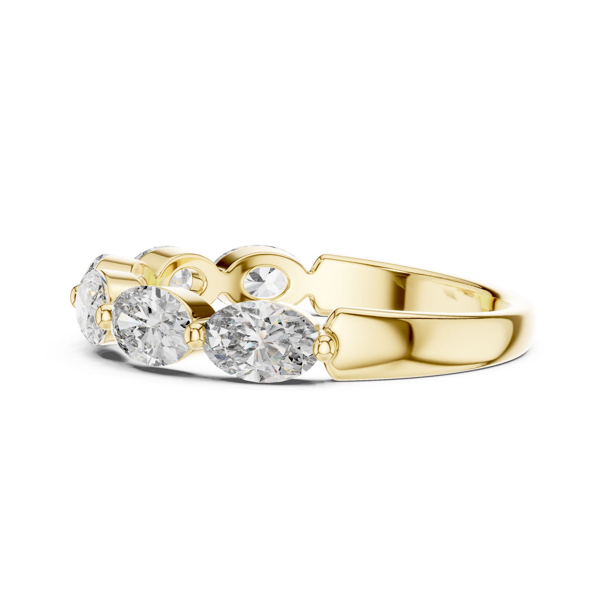 Oval Diamond Half-Eternity Ring with Lab-Grown Diamonds, 10K Gold, Yellow Gold