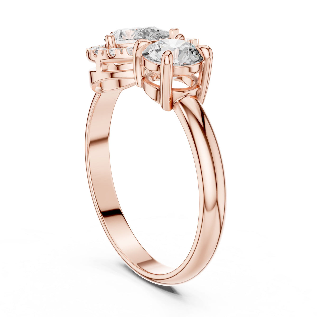 Pear Halo & Round Diamond Ring with Lab-Grown Diamonds, 18K Gold, Rose Gold