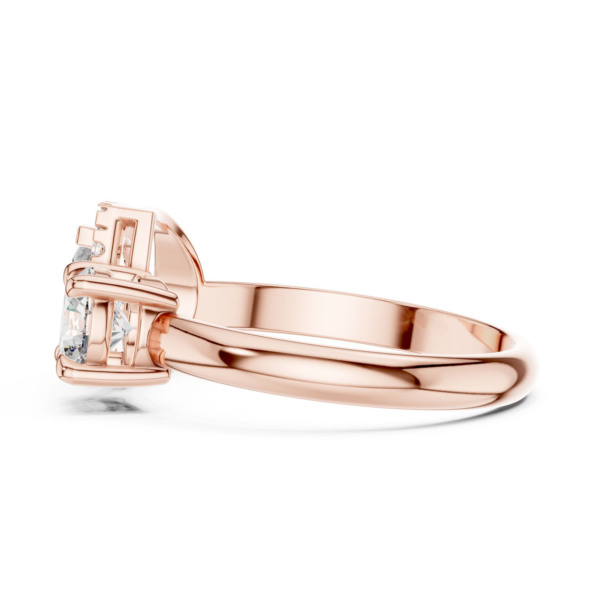 Pear Halo & Round Diamond Ring with Lab-Grown Diamonds, 10K Gold, Rose Gold