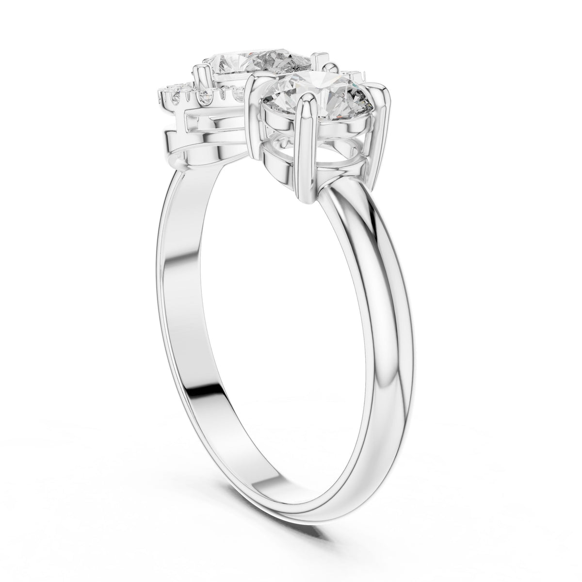 Pear Halo & Round Diamond Ring with Lab-Grown Diamonds, 18K Gold, White Gold