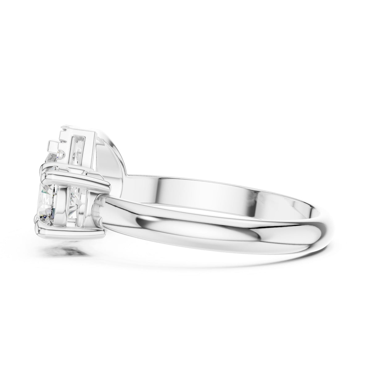 Pear Halo & Round Diamond Ring with Lab-Grown Diamonds, 10K Gold, White Gold