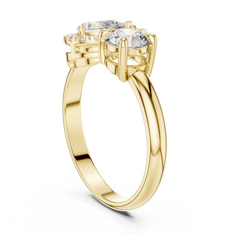 Pear Halo & Round Diamond Ring with Lab-Grown Diamonds