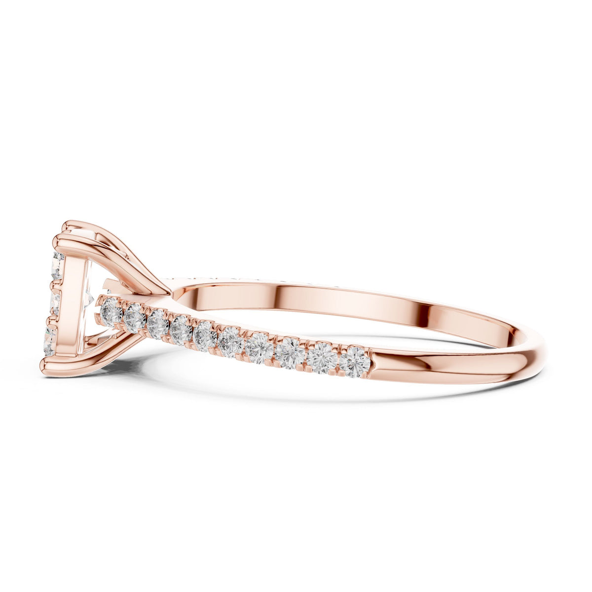 Round Diamond Halo Ring with Lab-Grown Diamonds, 10K Gold, Rose Gold