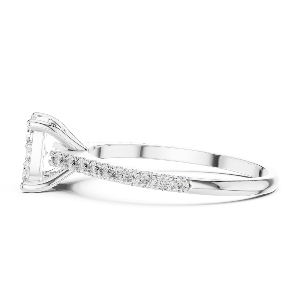 Round Diamond Halo Ring with Lab-Grown Diamonds, 10K Gold, White Gold