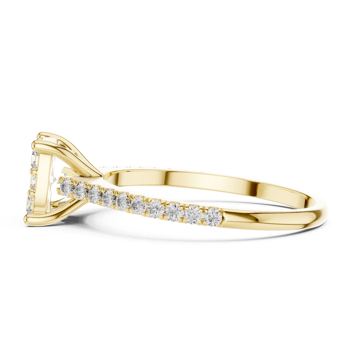 Round Diamond Halo Ring with Lab-Grown Diamonds, 10K Gold, Yellow Gold
