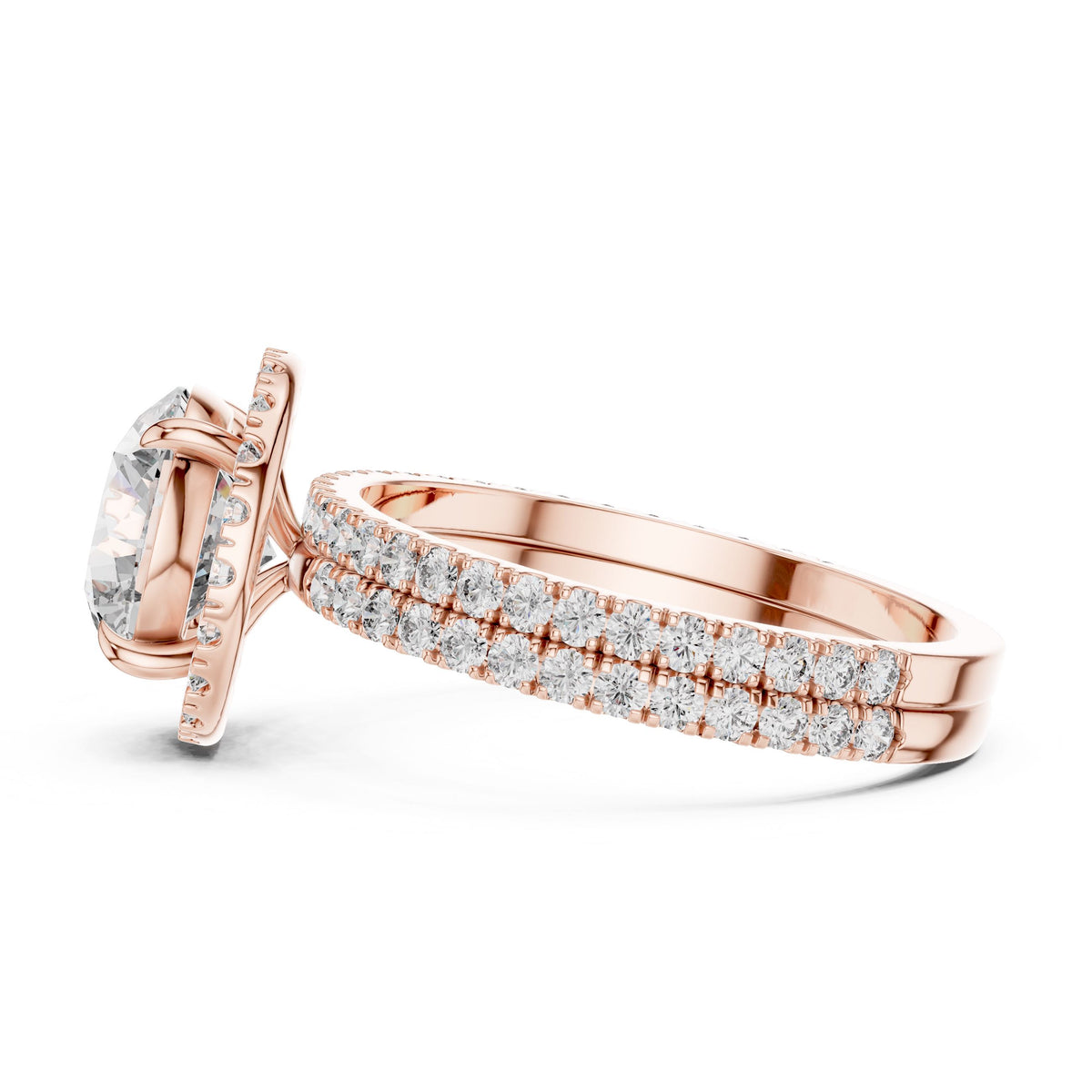 Round Halo Diamond Ring with Lab-Grown Diamonds, 10K Gold, Rose Gold