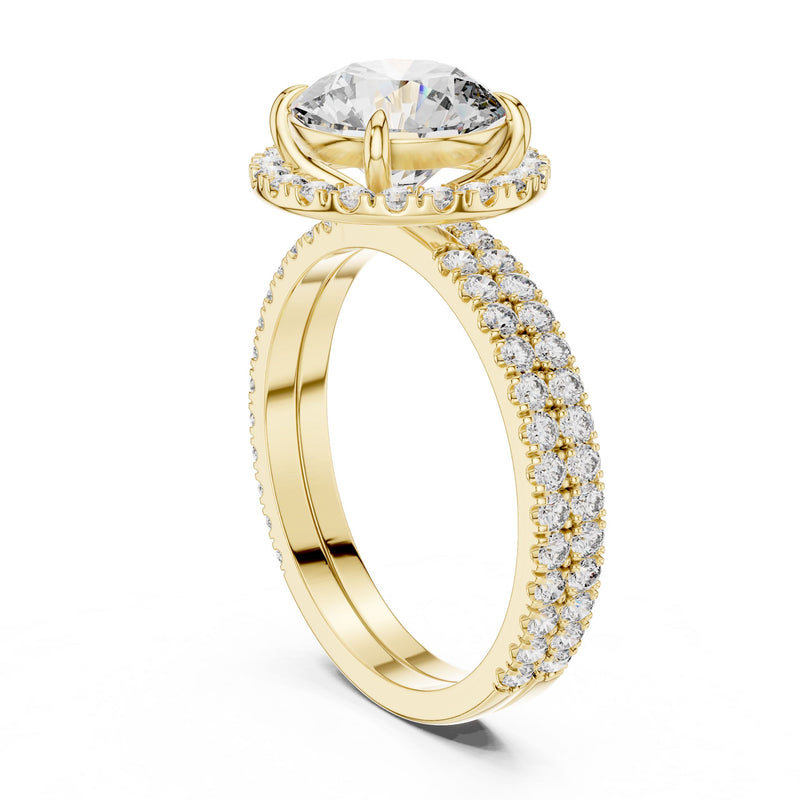 Round Halo Diamond Ring with Lab-Grown Diamonds