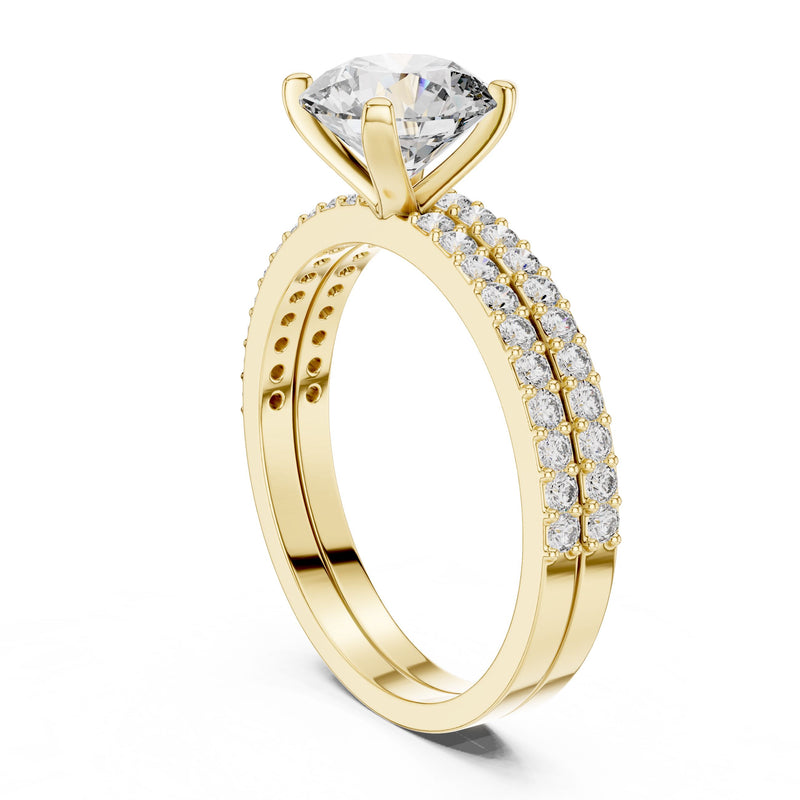 Three-Row Diamond Solitaire Ring with Lab-Grown Diamonds
