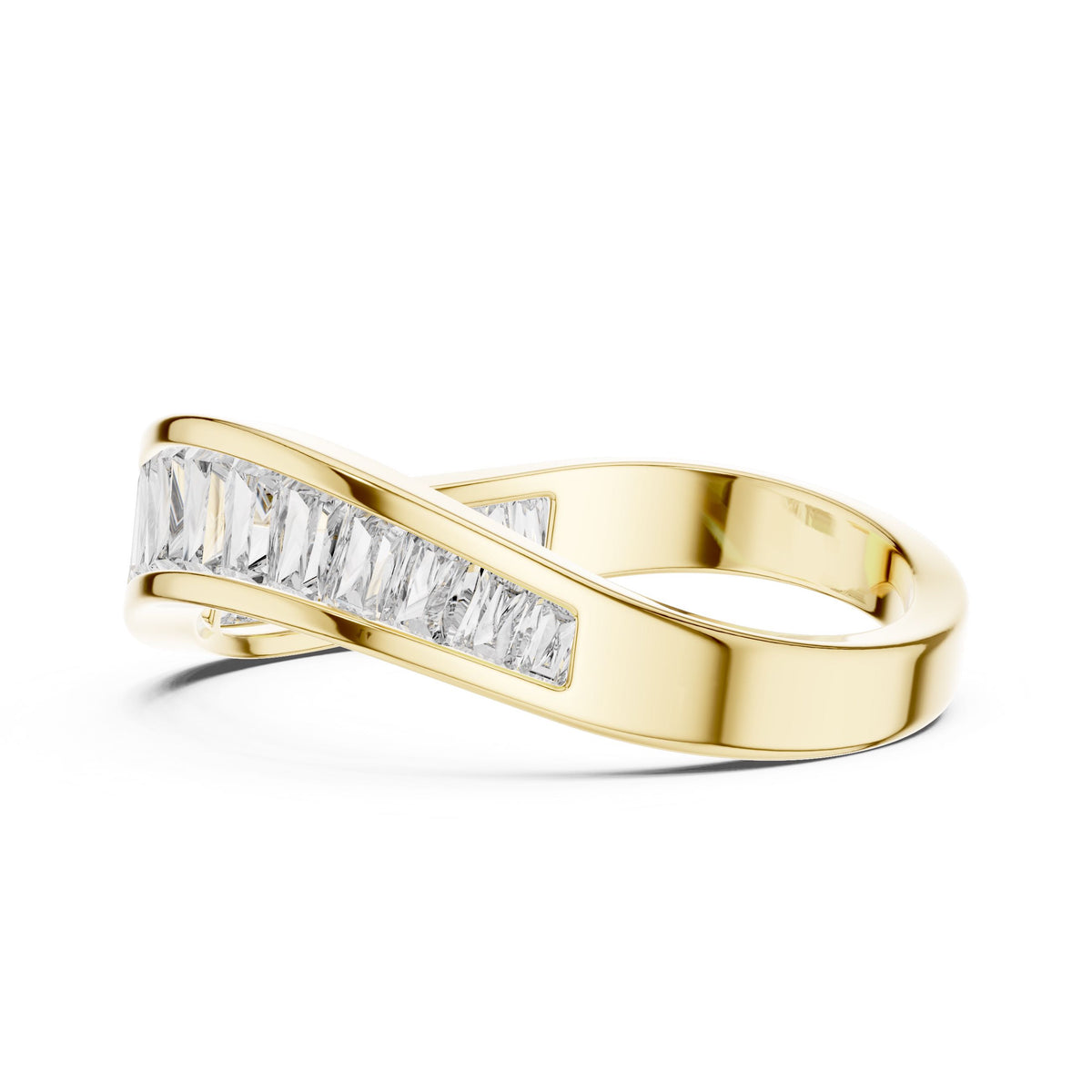 Tapered Baguette Wave Diamond Ring with Lab-Grown Diamonds, 10K Gold, Yellow Gold