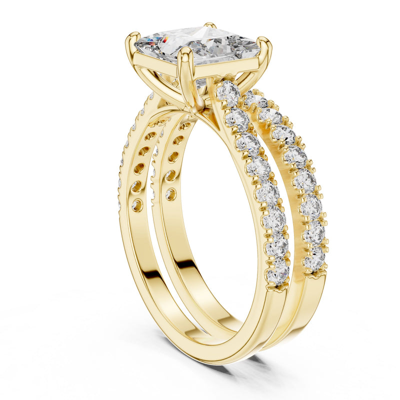 Princess-Cut Three-Row Diamond Ring with Lab-Grown Diamonds