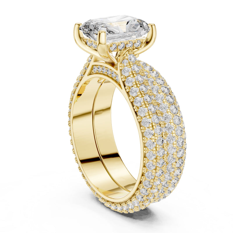Radiant-Cut Triple-Row Diamond Ring with Lab-Grown Diamonds
