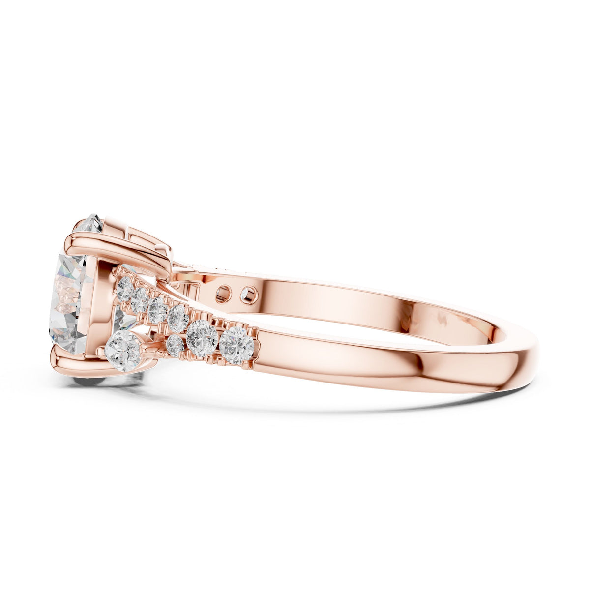 Round & Marquise Diamond Solitaire Ring with Lab-Grown Diamonds, 10K Gold, Rose Gold