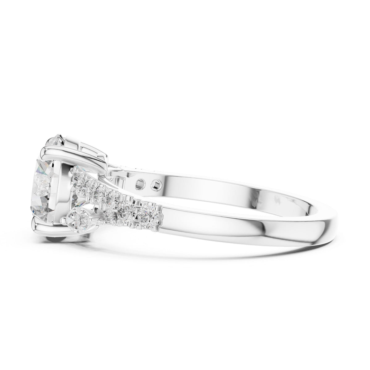 Round & Marquise Diamond Solitaire Ring with Lab-Grown Diamonds, 10K Gold, White Gold