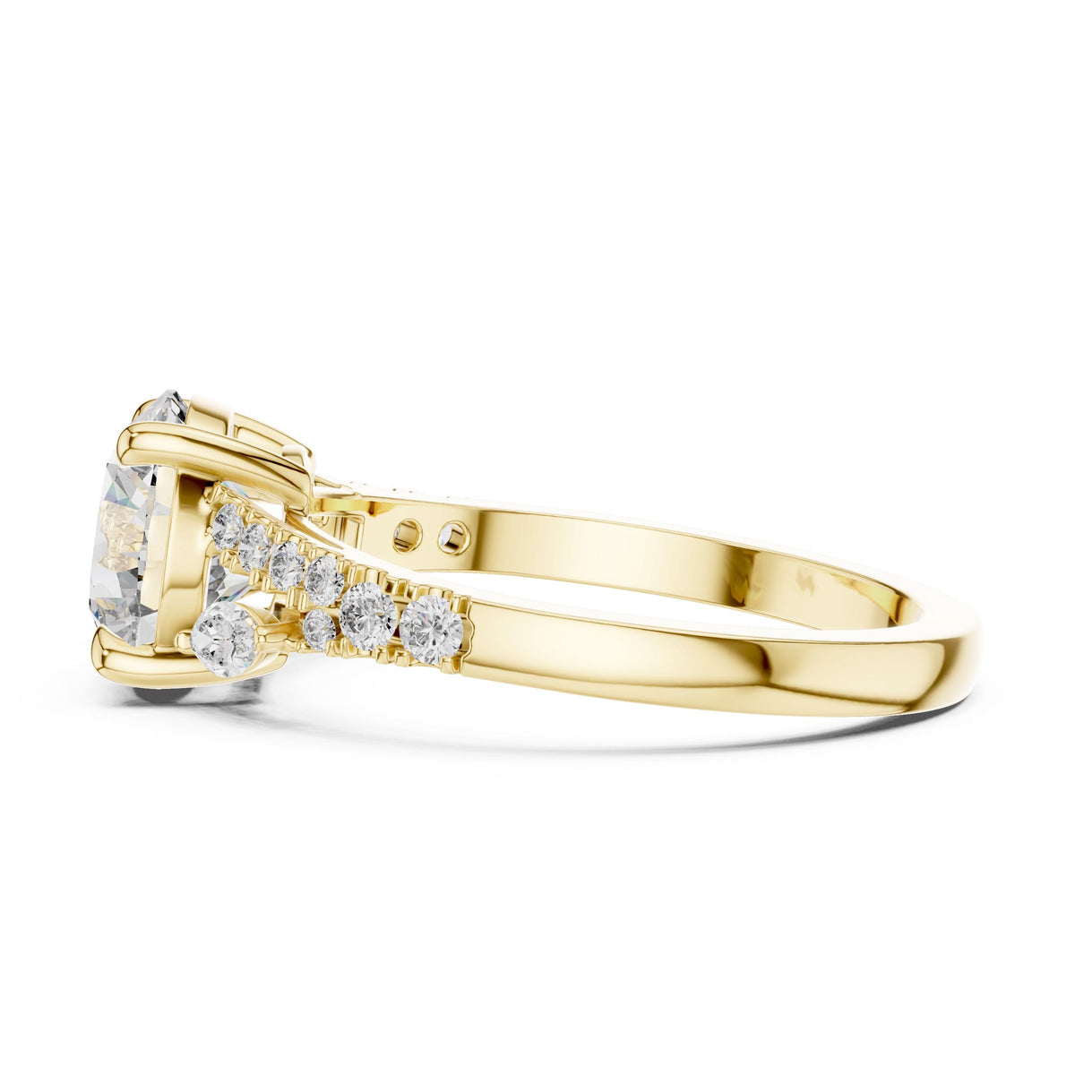 Round & Marquise Diamond Solitaire Ring with Lab-Grown Diamonds, 10K Gold, Yellow Gold