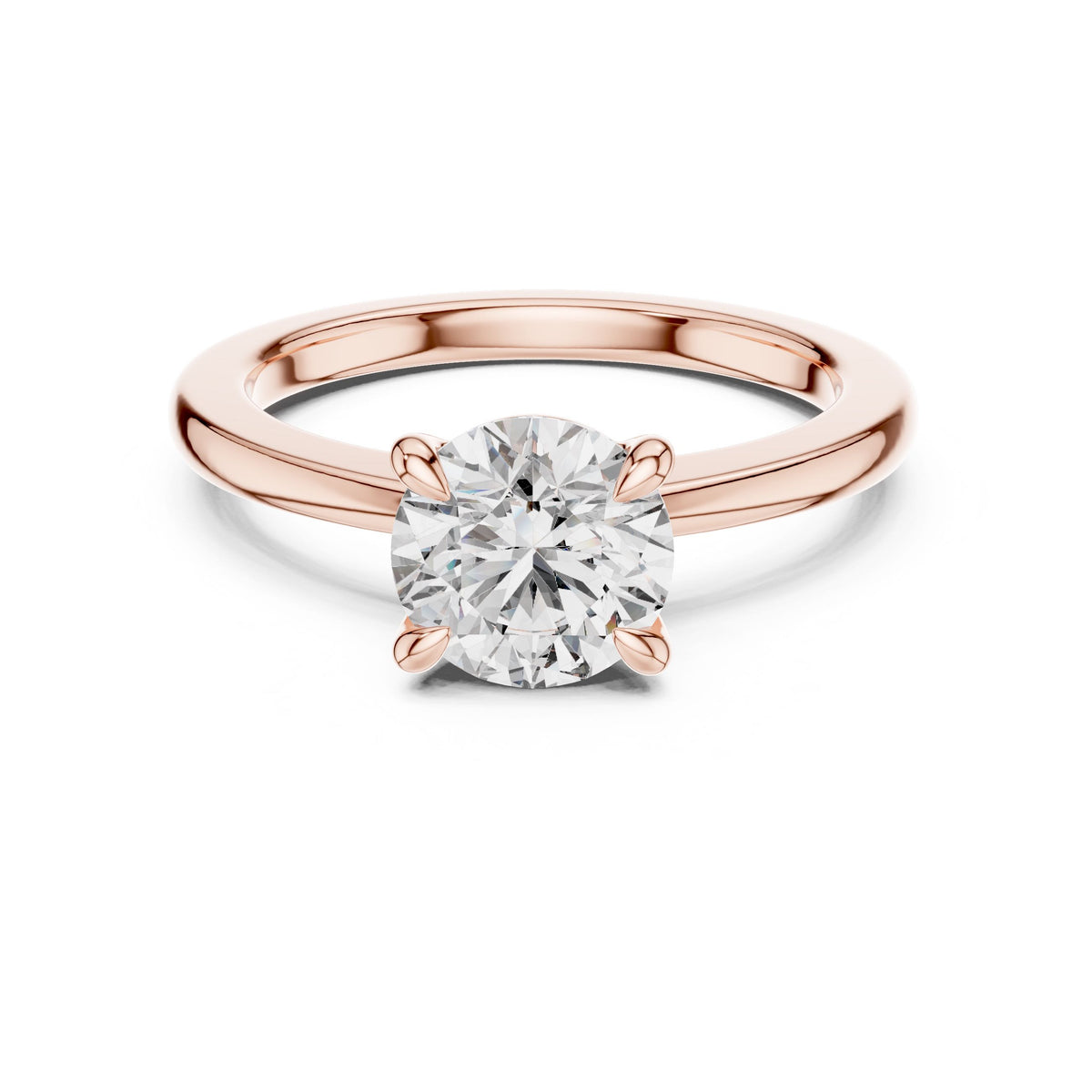 Classic Round Solitaire Diamond Ring with Lab-Grown Diamonds, Vermil – 925 Silver with 18K Gold Plating, Rose Gold