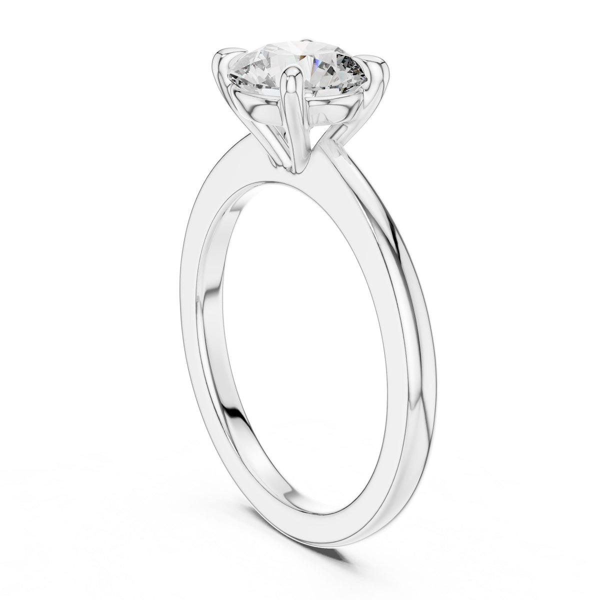 Classic Round Solitaire Diamond Ring with Lab-Grown Diamonds, 18K Gold, White Gold