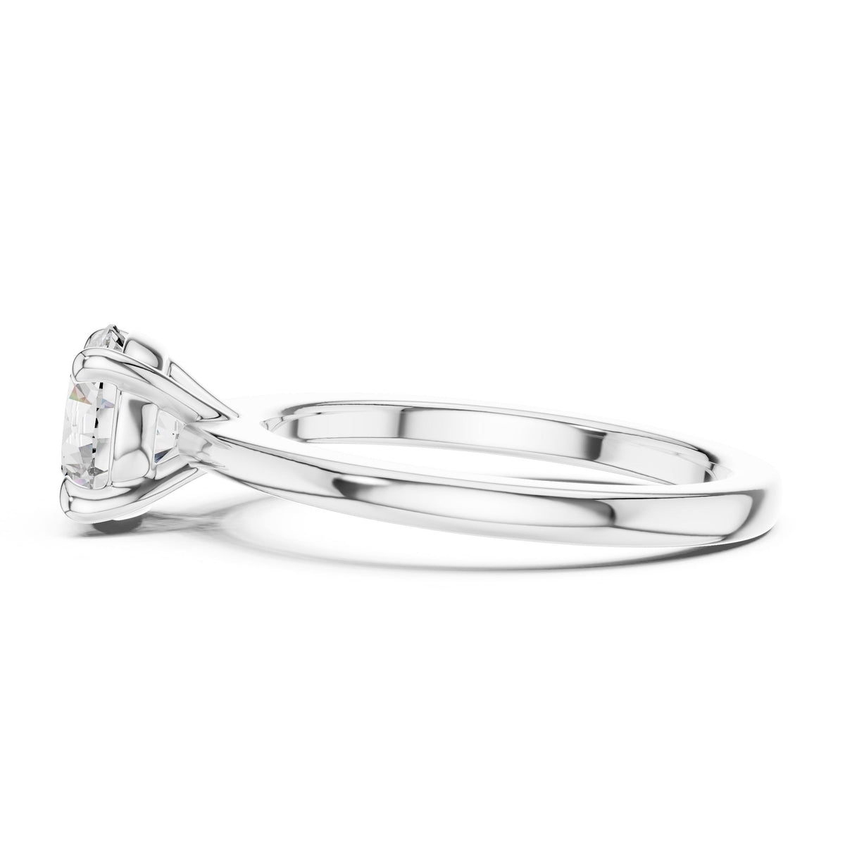 Classic Round Solitaire Diamond Ring with Lab-Grown Diamonds, 10K Gold, White Gold