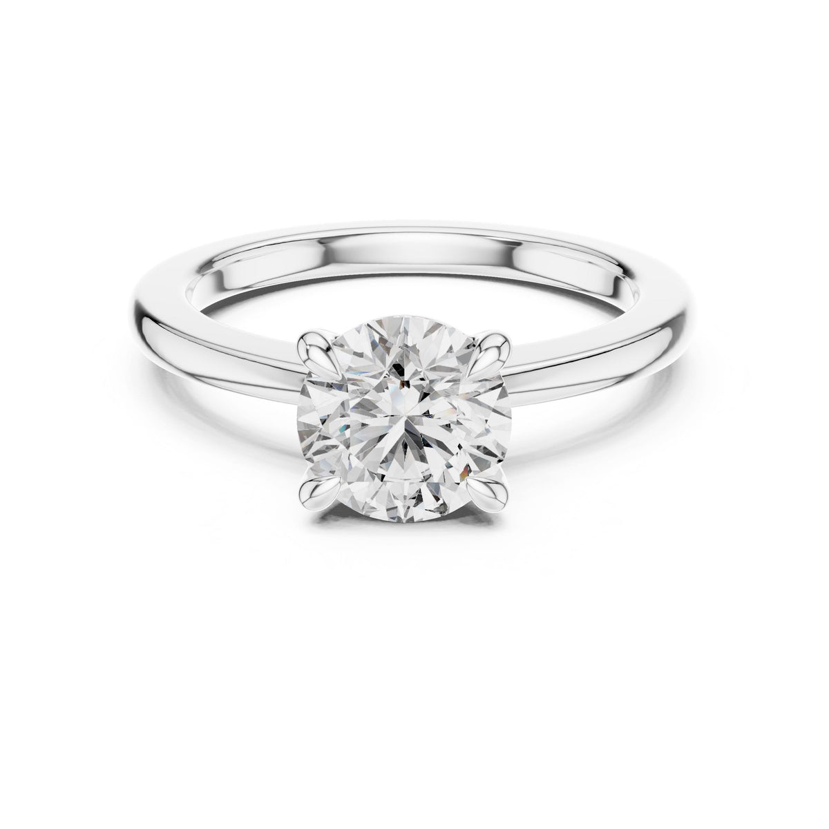 Classic Round Solitaire Diamond Ring with Lab-Grown Diamonds, Vermil – 925 Silver with 18K Gold Plating, White Gold