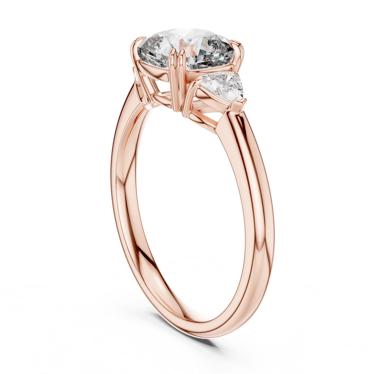 Trillion & Cushion Three-Stone Diamond Ring with Lab-Grown Diamonds, 18K Gold, Rose Gold