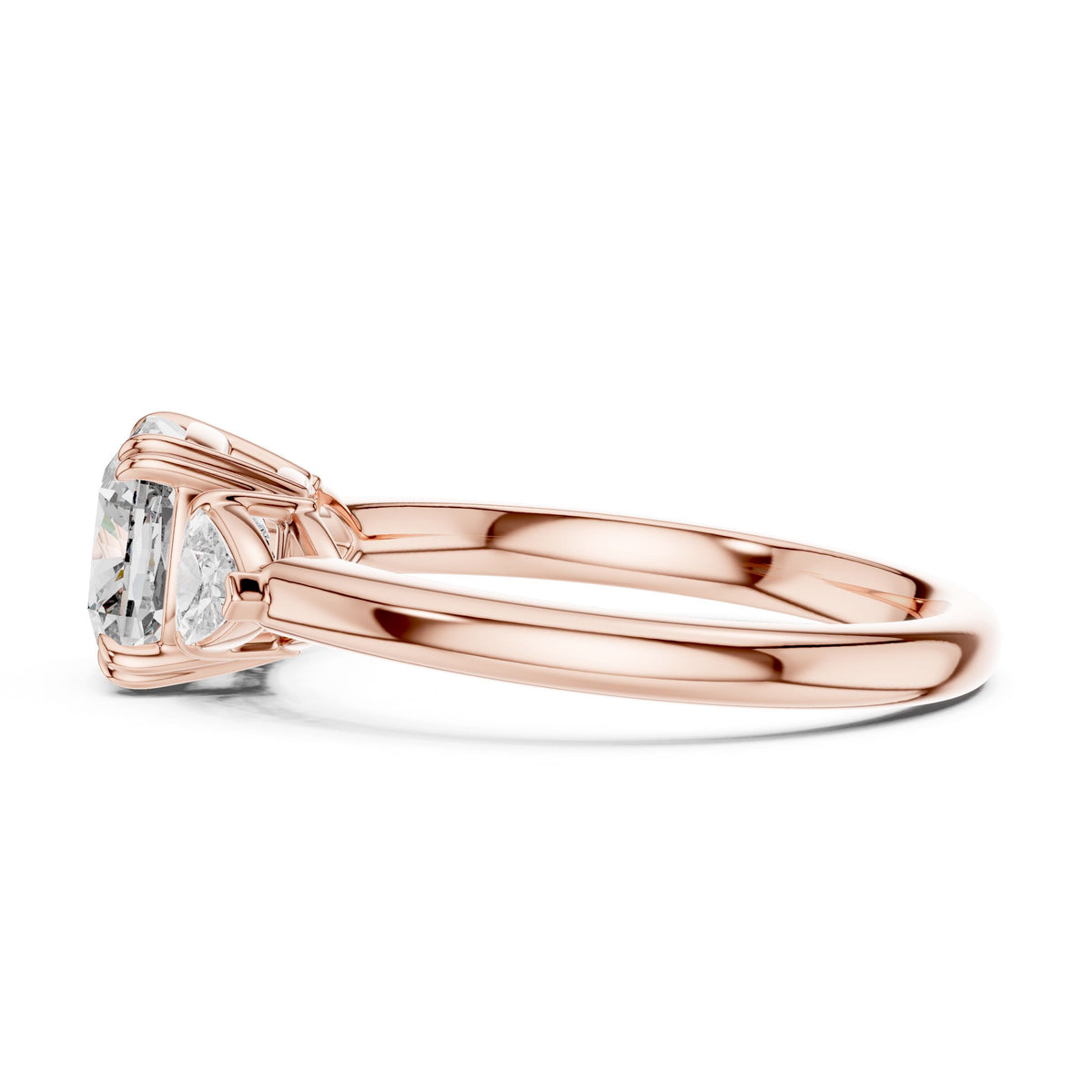 Trillion & Cushion Three-Stone Diamond Ring with Lab-Grown Diamonds, 10K Gold, Rose Gold