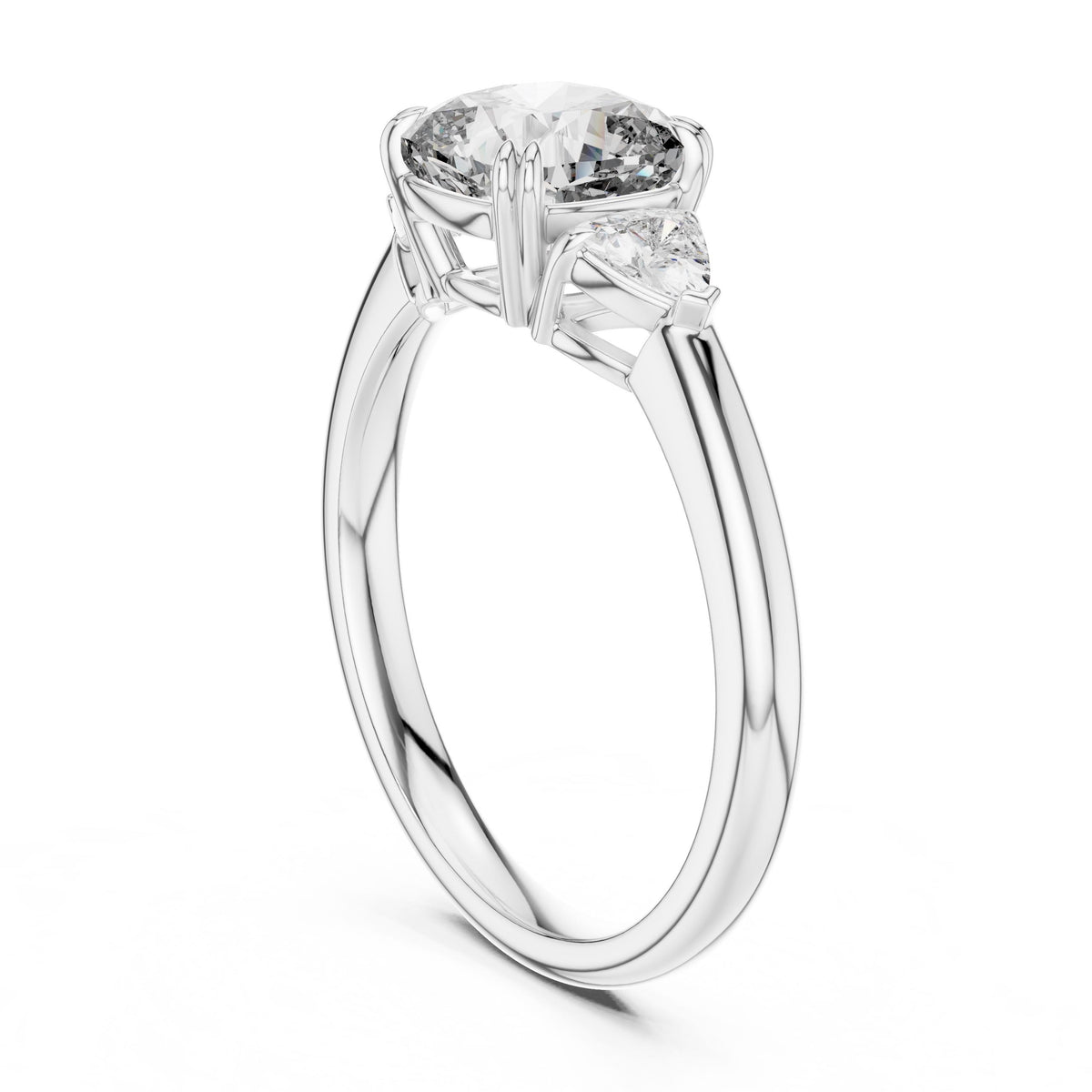 Trillion & Cushion Three-Stone Diamond Ring with Lab-Grown Diamonds, 18K Gold, White Gold