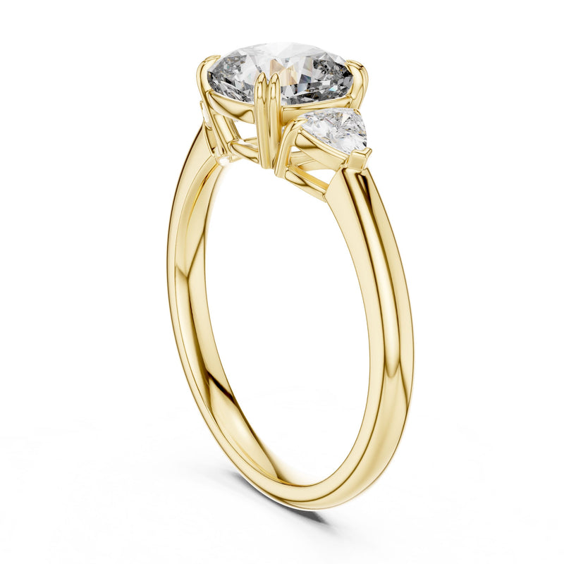 Trillion & Cushion Three-Stone Diamond Ring with Lab-Grown Diamonds
