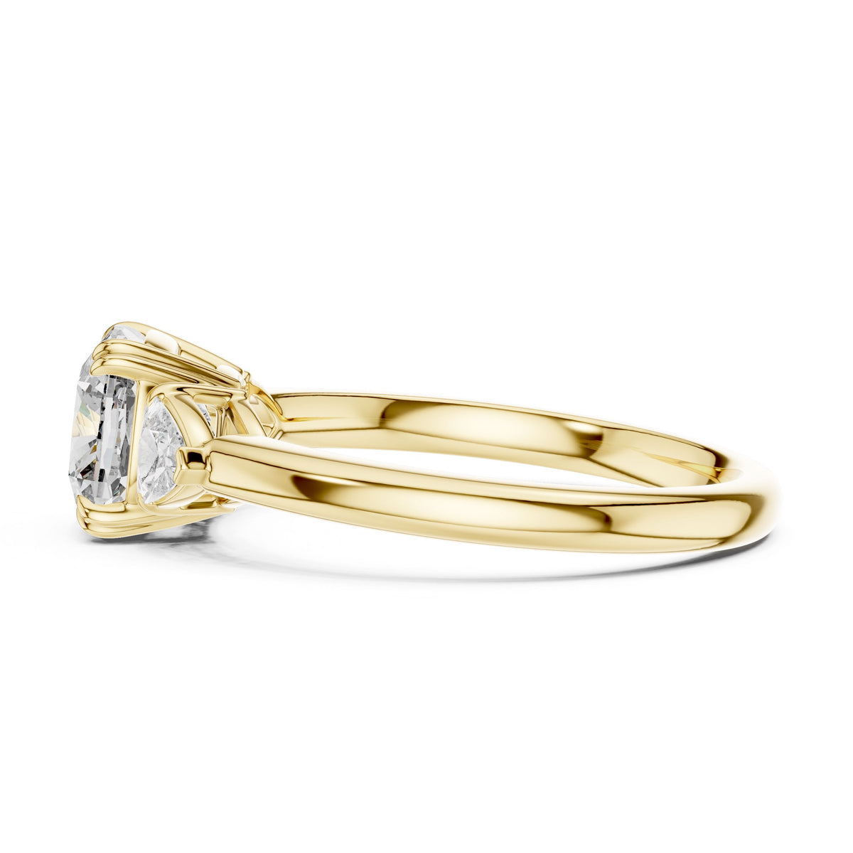 Trillion & Cushion Three-Stone Diamond Ring with Lab-Grown Diamonds, 10K Gold, Yellow Gold