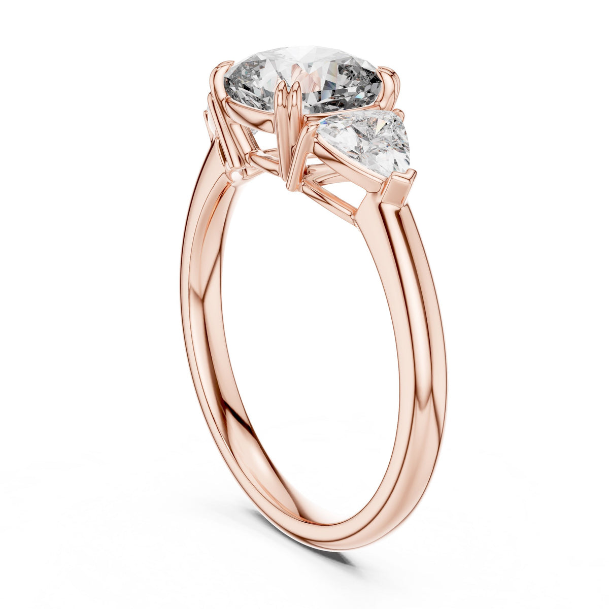 Trillion & Cushion Three-Stone Diamond Ring with Lab-Grown Diamonds, 18K Gold, Rose Gold
