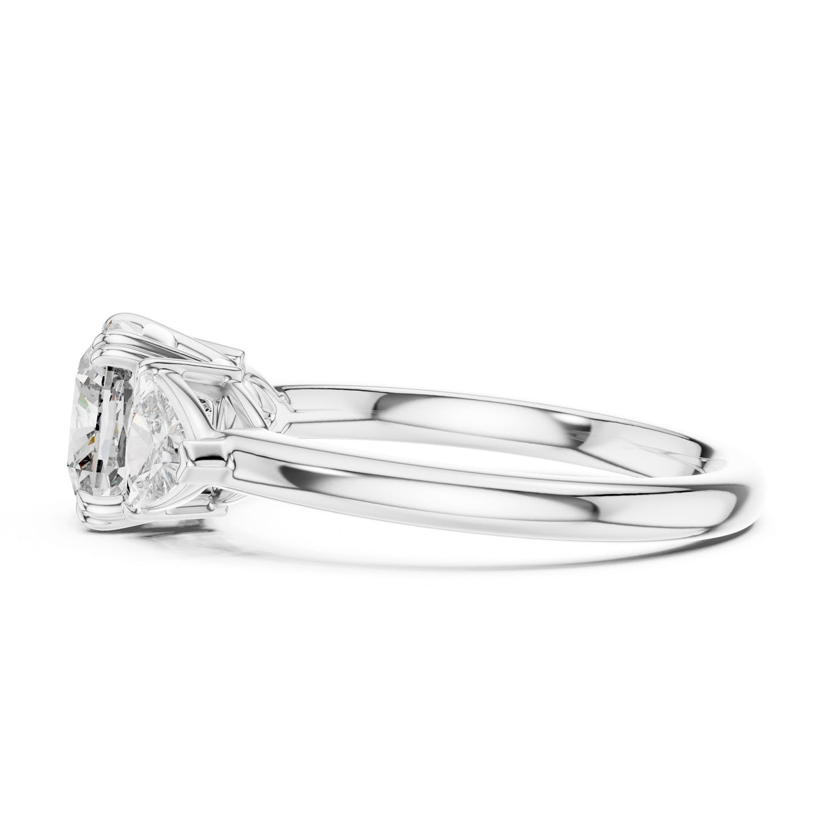 Trillion & Cushion Three-Stone Diamond Ring with Lab-Grown Diamonds, 10K Gold, White Gold