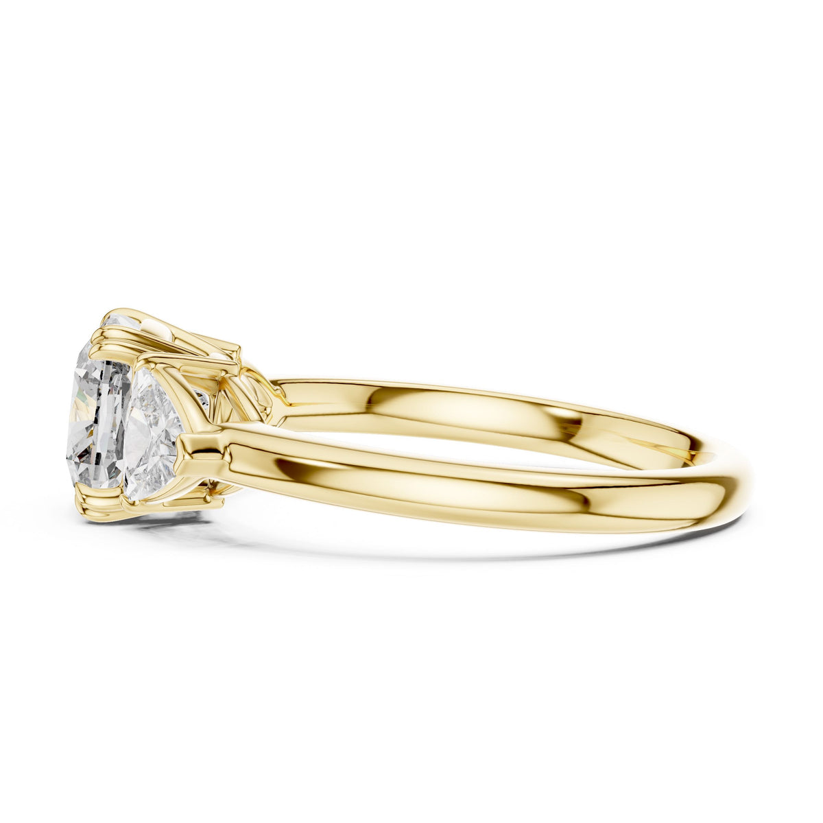 Trillion & Cushion Three-Stone Diamond Ring with Lab-Grown Diamonds, 10K Gold, Yellow Gold