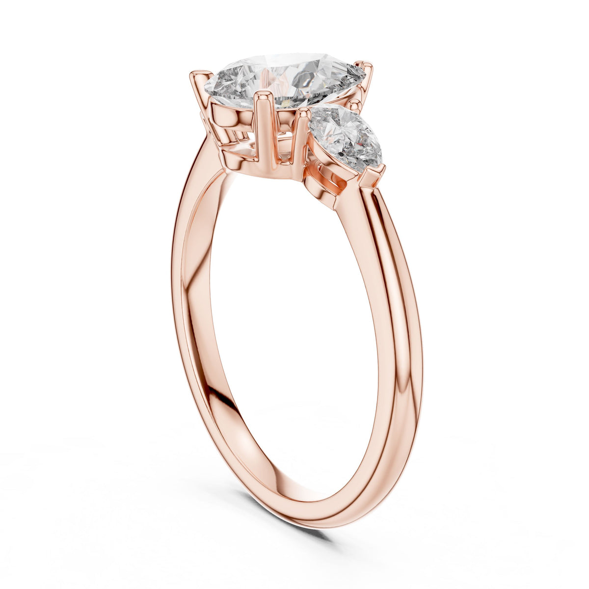 Pear Three-Stone Diamond Ring with Lab-Grown Diamonds, 18K Gold, Rose Gold