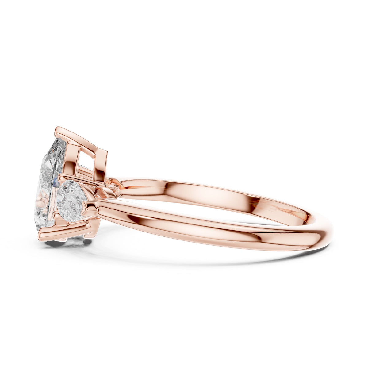 Pear Three-Stone Diamond Ring with Lab-Grown Diamonds, 10K Gold, Rose Gold