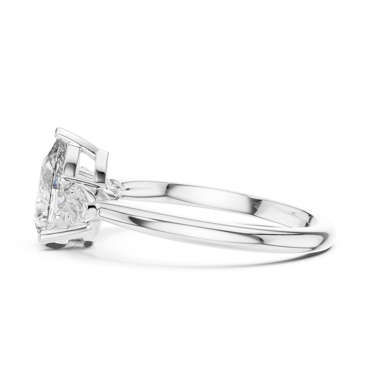 Pear Three-Stone Diamond Ring with Lab-Grown Diamonds, 10K Gold, White Gold
