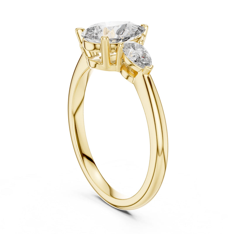 Pear Three-Stone Diamond Ring with Lab-Grown Diamonds
