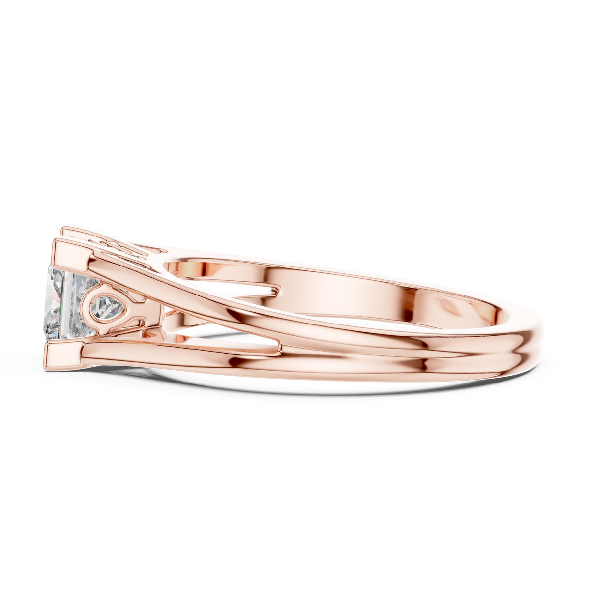 Split-Shank Princess-Cut Diamond Ring with Lab-Grown Diamonds, 10K Gold, Rose Gold