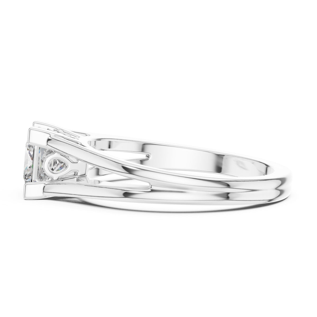 Split-Shank Princess-Cut Diamond Ring with Lab-Grown Diamonds, 10K Gold, White Gold