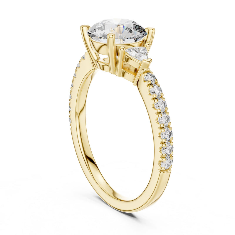 Round & Trillion Three-Stone Diamond Ring with Lab-Grown Diamonds