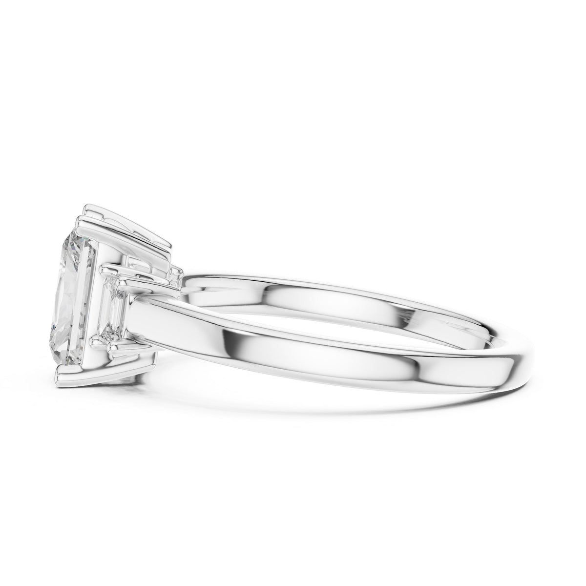 Radiant & Emerald Three-Stone Diamond Ring with Lab-Grown Diamonds, 10K Gold, White Gold
